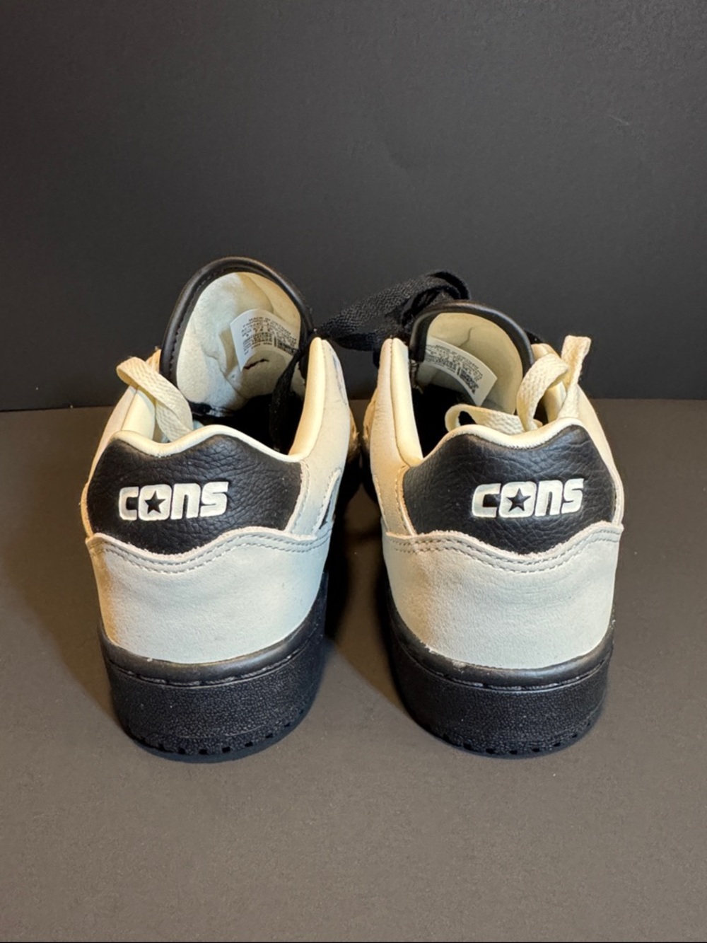 Converse Two-Tone Low-Top Sneakers in Cream and Black - Picture 6 of 8